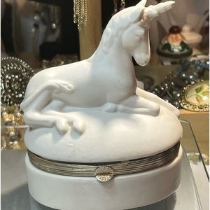 Porcelain unicorn trinket box